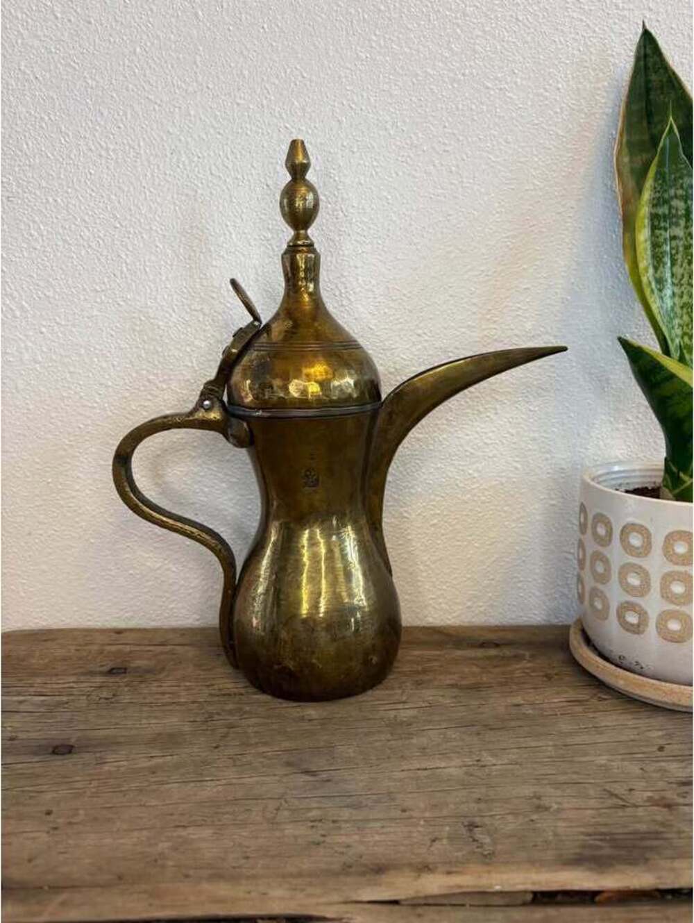 Large Vintage Brass Dallah Coffee Pot Pitcher